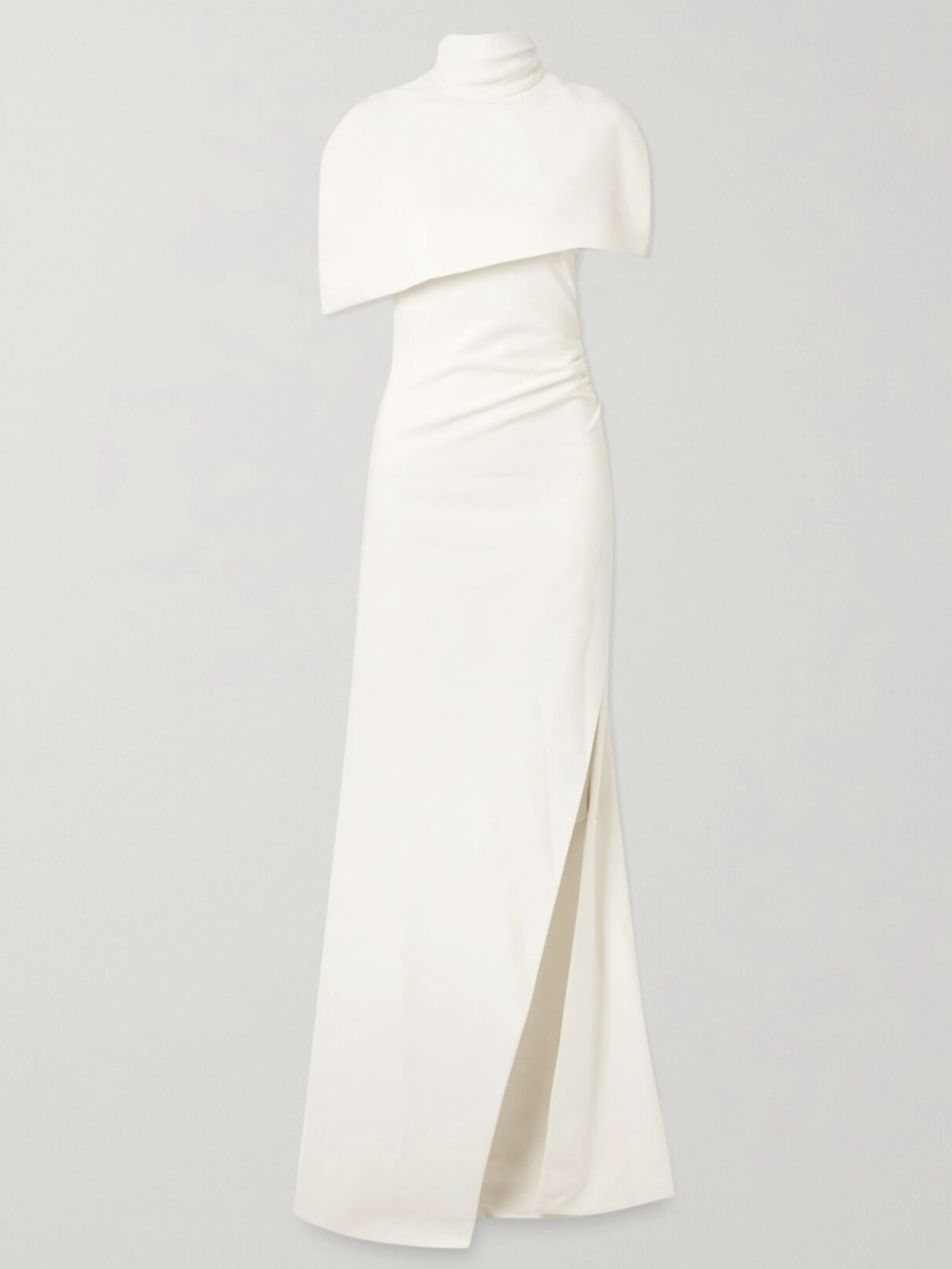 BRANDON MAXWELL Cape-effect white crepe gown